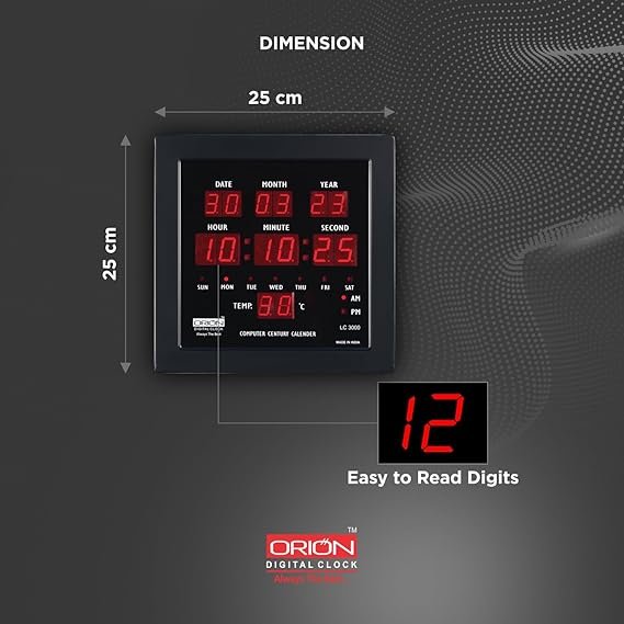 orion digital red led rectangle wall clock 3000 with temperature display orion digital red led rectangle wall clock 3000 with temperature display