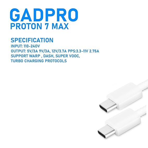 gadpro proton 7 max super fast charger adapter with output (usb + type c) gadpro proton 7 max super fast charger adapter with output (usb + type c)