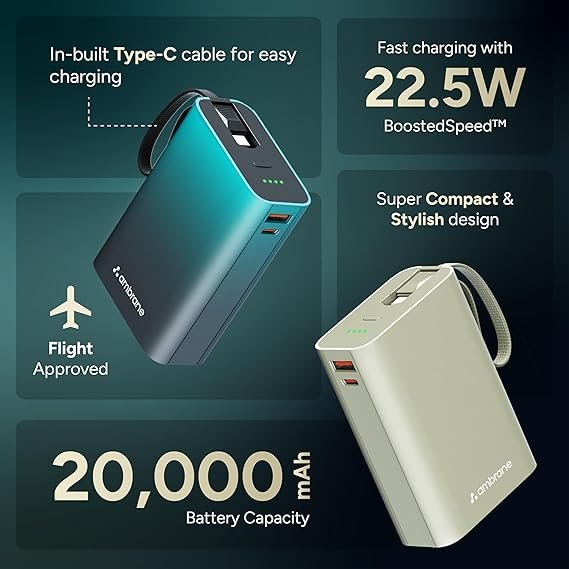 ambrane 20000mah small pocket size powerbank, ambrane 20000mah small pocket size powerbank,