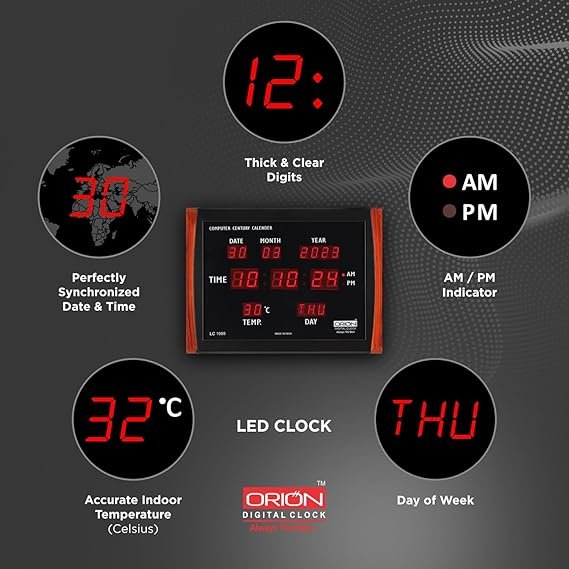 orion digital red led rectangle wall clock orion digital red led rectangle wall clock