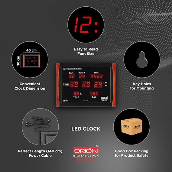 orion digital red led rectangle wall clock orion digital red led rectangle wall clock